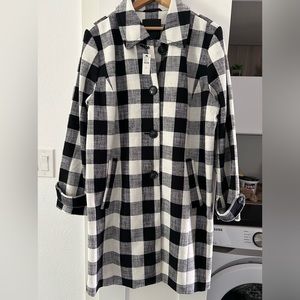Talbots black white and gray checkered car coat. New with tags.